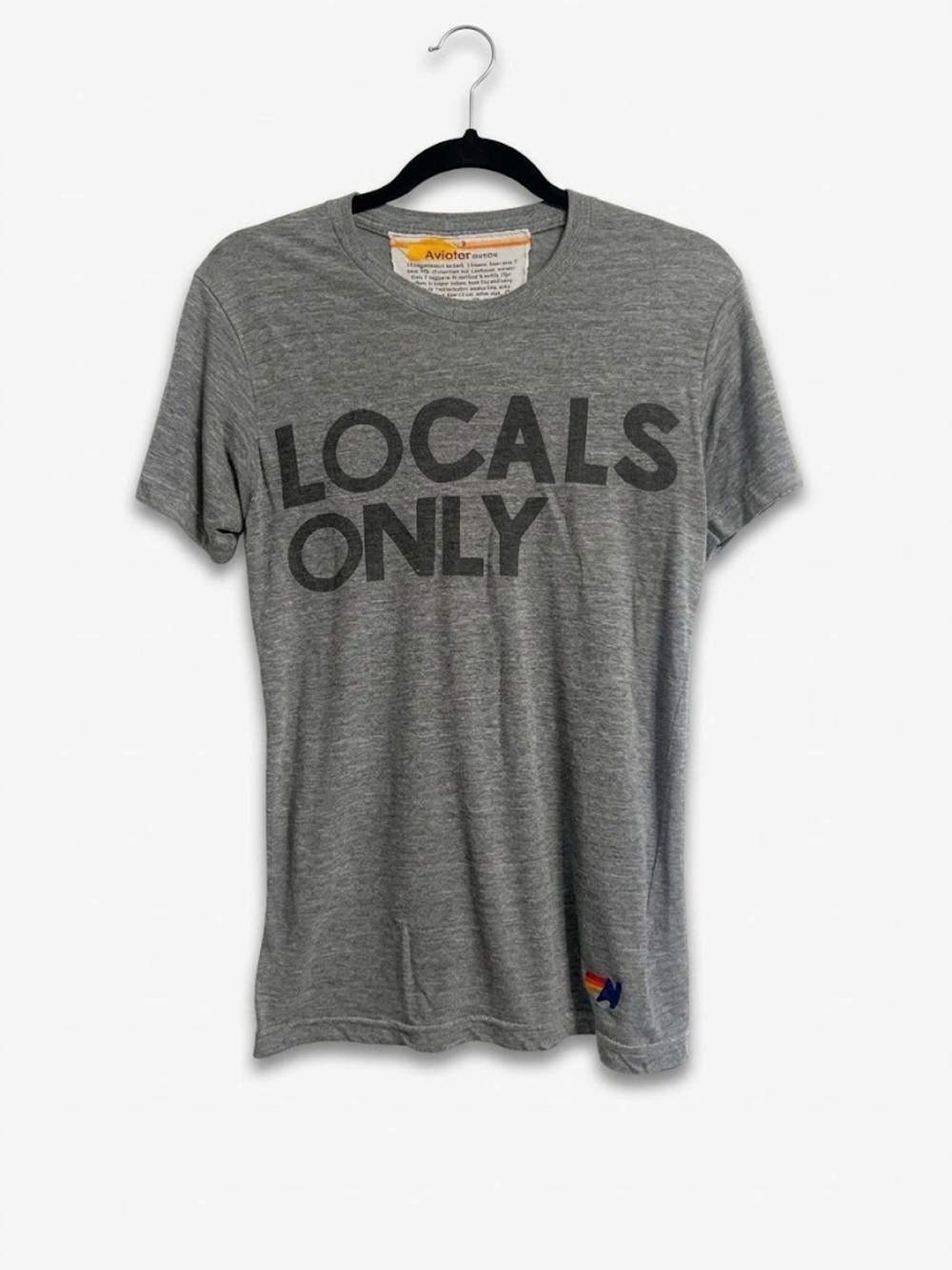 Aviator Nation Graphic Print Crew Neck T-shirt No Locals Gray Small